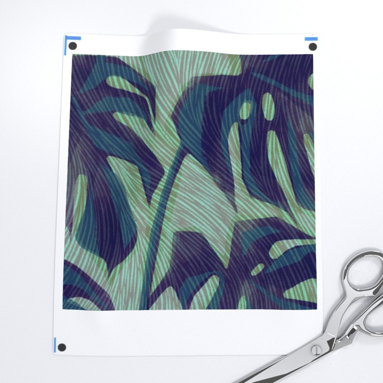 Blue Palm Tropical Foliage Rainforest Summer Ink Green Houseplant Custom Printed Fabric by Spoonflower Various Fabrics by the Yard or Fat Quarter